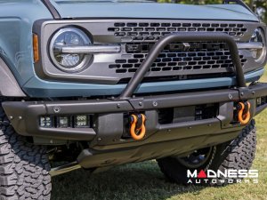 Ford Bronco Front Bumper Guard - Safari Bar - OE Modular Bumper - Rough Country - w/ 4x 3in Osram Wide Angle Lights Ford Bronco Front Bumper Guard - Safari Bar - OE Modular Bumper - Rough Country - w/ 4x 3in Osram Wide Angle Lights